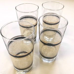 Navy Blue, Gold, & Cream Drinking Glasses